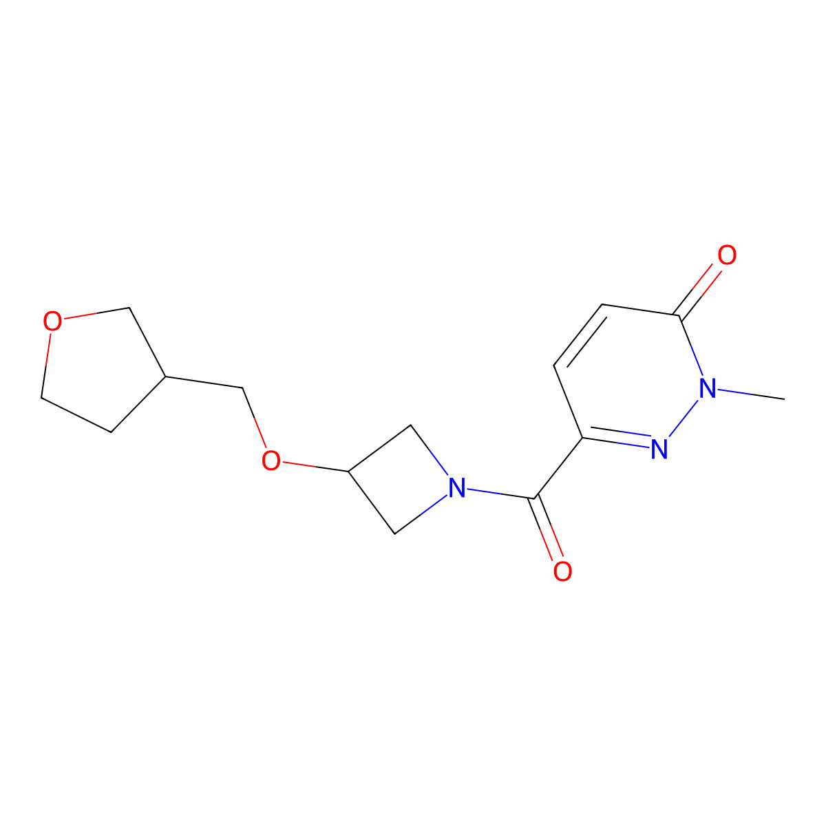 2-methyl-6-(3-((tetrahydrofuran-3-yl)methoxy)azetidine-1-carbonyl)pyridazin-3(2H)-one molecular structure, CAS 2309308-33-4