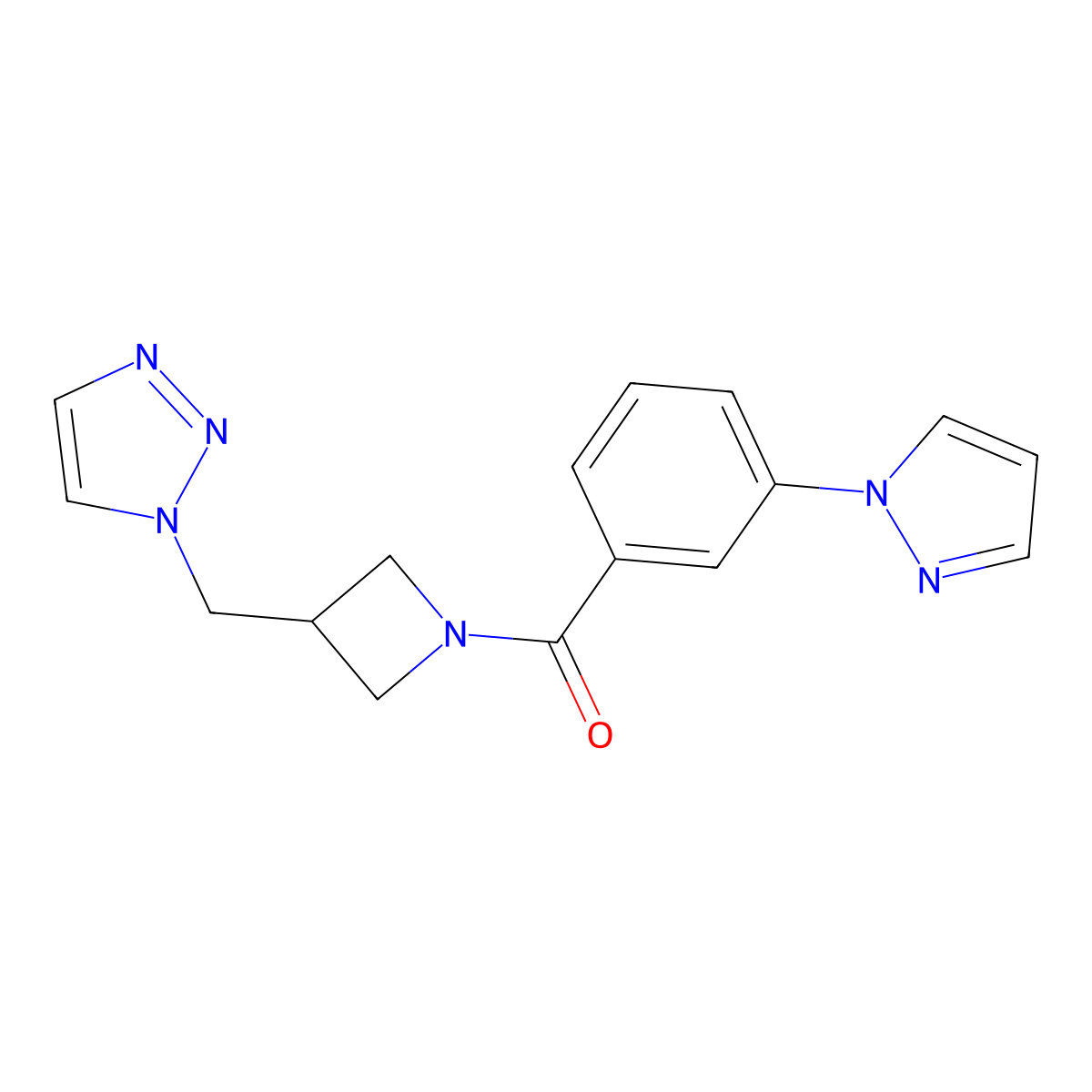 1-({1-[3-(1H-pyrazol-1-yl)benzoyl]azetidin-3-yl}methyl)-1H-1,2,3-triazole molecular structure, CAS 2309308-97-0