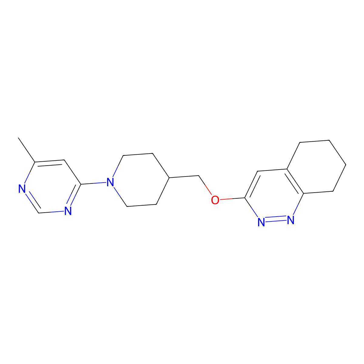 3-{[1-(6-Methylpyrimidin-4-yl)piperidin-4-yl]methoxy}-5,6,7,8-tetrahydrocinnoline molecular structure, CAS 2309309-28-0