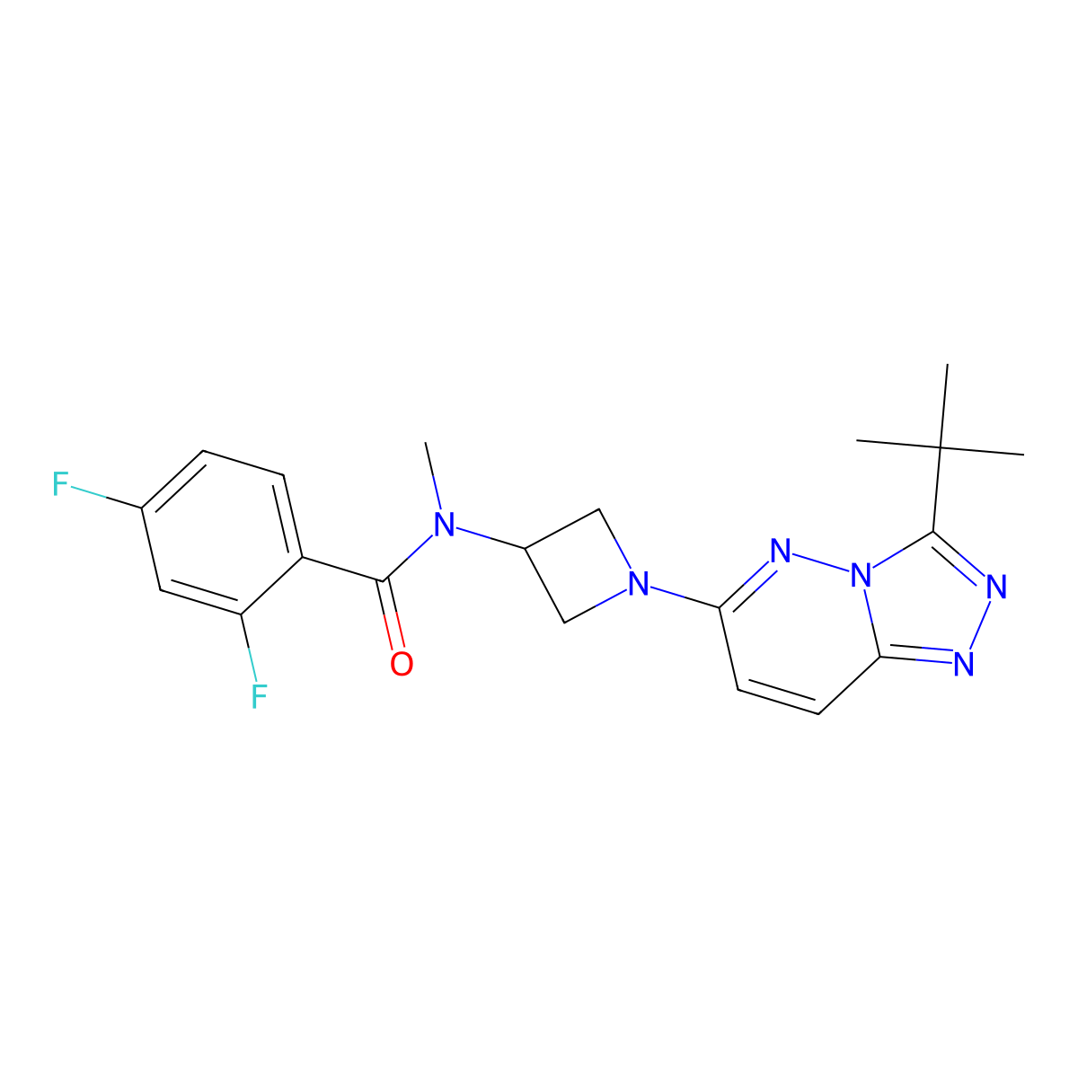 N-(1-{3-tert-butyl-[1,2,4]triazolo[4,3-b]pyridazin-6-yl}azetidin-3-yl)-2,4-difluoro-N-methylbenzamide molecular structure, CAS 2309309-37-1