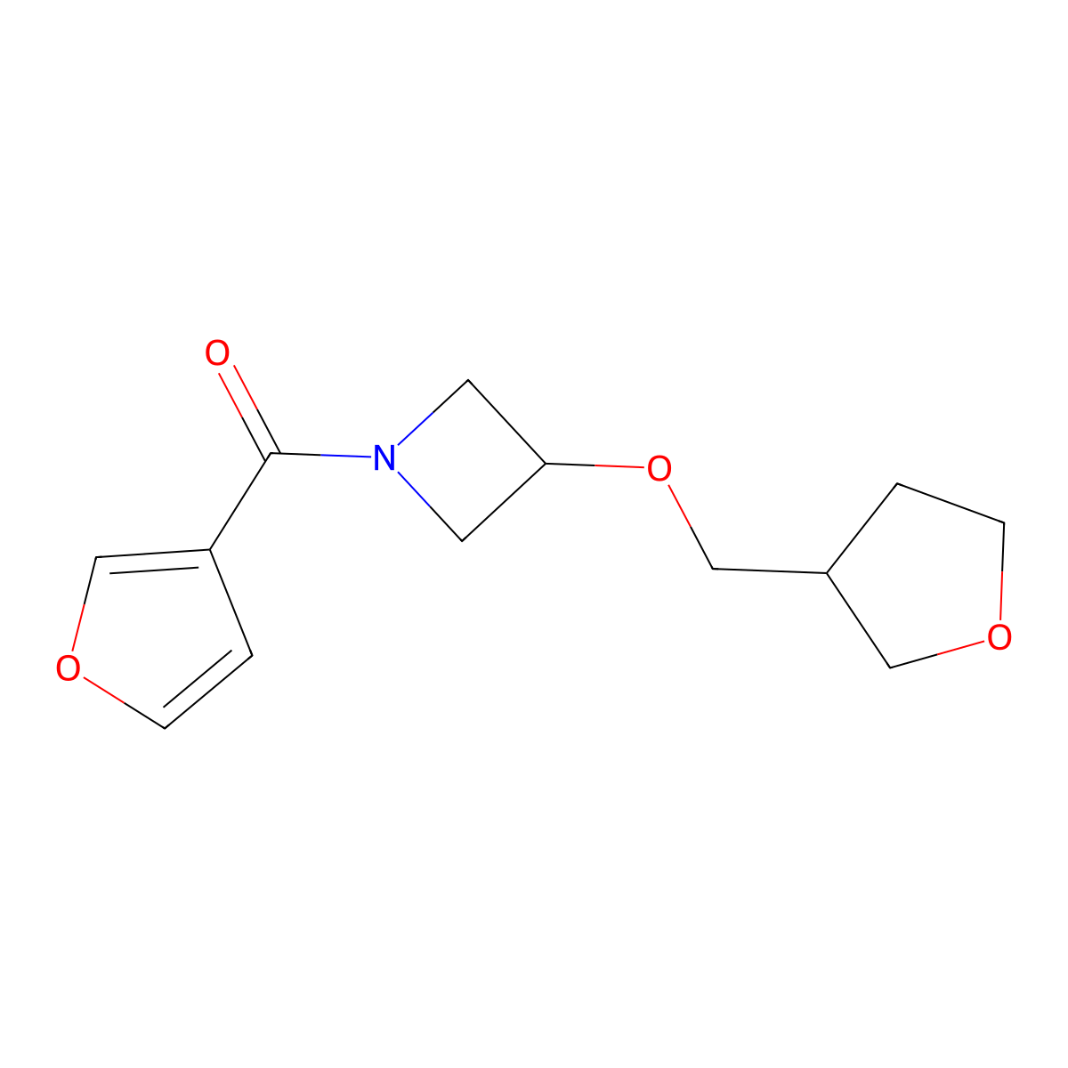 1-(Furan-3-carbonyl)-3-[(oxolan-3-yl)methoxy]azetidine molecular structure, CAS 2309309-59-7