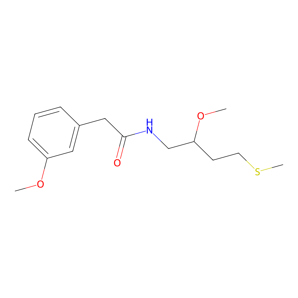 N-[2-methoxy-4-(methylsulfanyl)butyl]-2-(3-methoxyphenyl)acetamide molecular structure, CAS 2309309-83-7