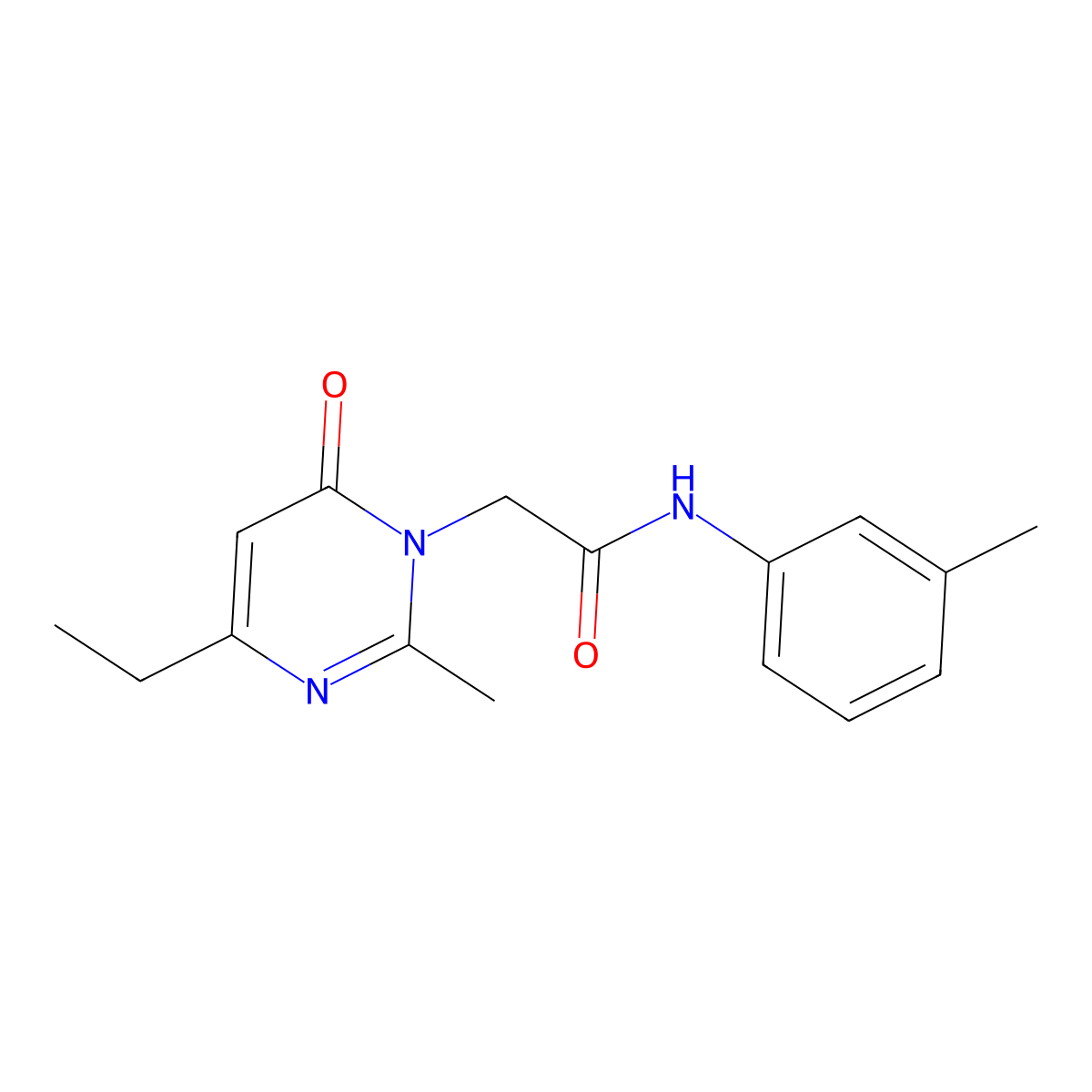 2-(4-ethyl-2-methyl-6-oxo-1,6-dihydropyrimidin-1-yl)-N-(3-methylphenyl)acetamide molecular structure, CAS 2309310-05-0
