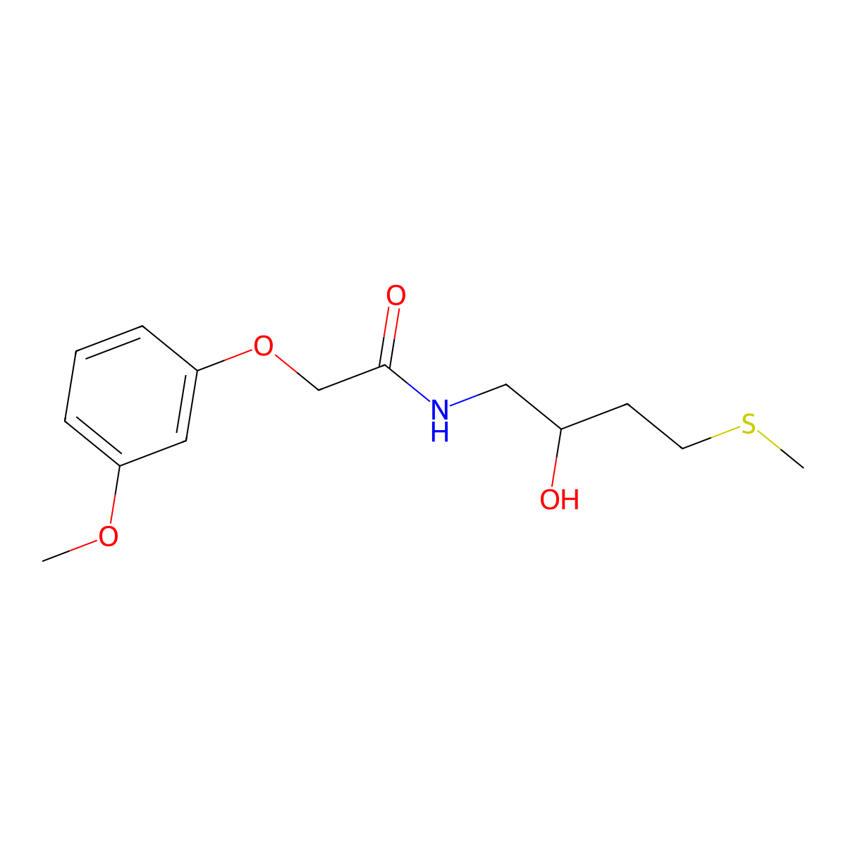 N-[2-hydroxy-4-(methylsulfanyl)butyl]-2-(3-methoxyphenoxy)acetamide molecular structure, CAS 2309310-23-2
