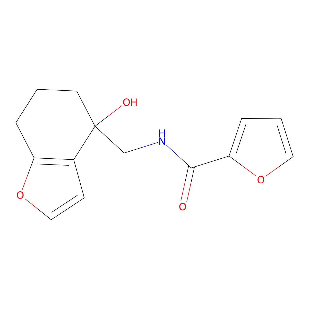 N-[(4-hydroxy-4,5,6,7-tetrahydro-1-benzofuran-4-yl)methyl]furan-2-carboxamide molecular structure, CAS 2309310-42-5