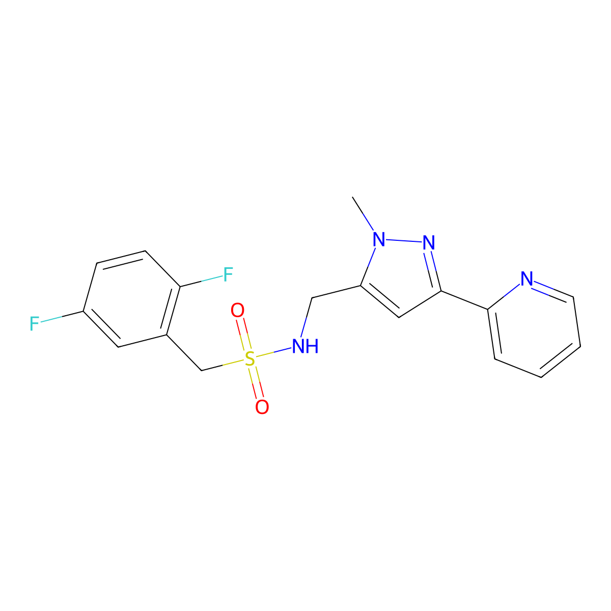 1-(2,5-difluorophenyl)-N-{[1-methyl-3-(pyridin-2-yl)-1H-pyrazol-5-yl]methyl}methanesulfonamide molecular structure, CAS 2309310-43-6