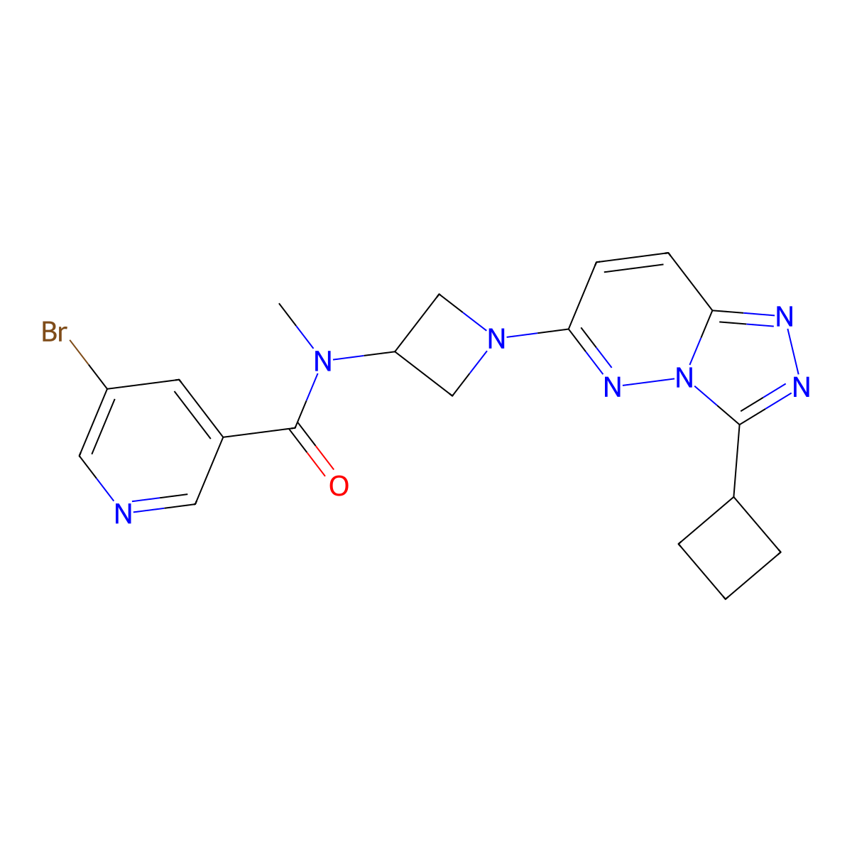 5-bromo-N-(1-{3-cyclobutyl-[1,2,4]triazolo[4,3-b]pyridazin-6-yl}azetidin-3-yl)-N-methylpyridine-3-carboxamide molecular structure, CAS 2309310-74-3