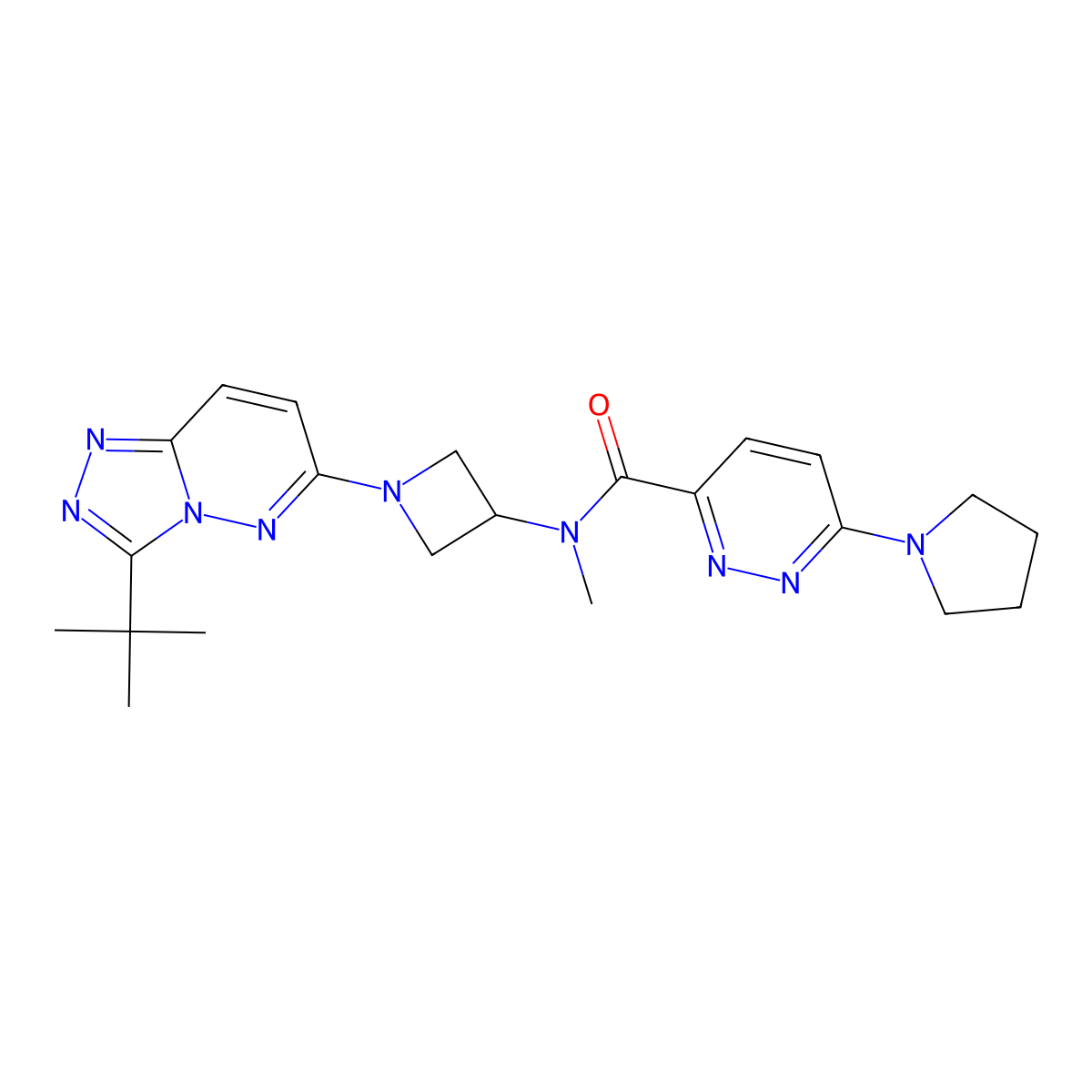 N-(1-{3-tert-butyl-[1,2,4]triazolo[4,3-b]pyridazin-6-yl}azetidin-3-yl)-N-methyl-6-(pyrrolidin-1-yl)pyridazine-3-carboxamide molecular structure, CAS 2309310-88-9