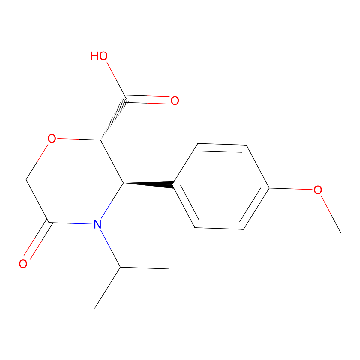 (2S,3R)-4-isopropyl-3-(4-methoxyphenyl)-5-oxomorpholine-2-carboxylic acid molecular structure, CAS 2309311-06-4