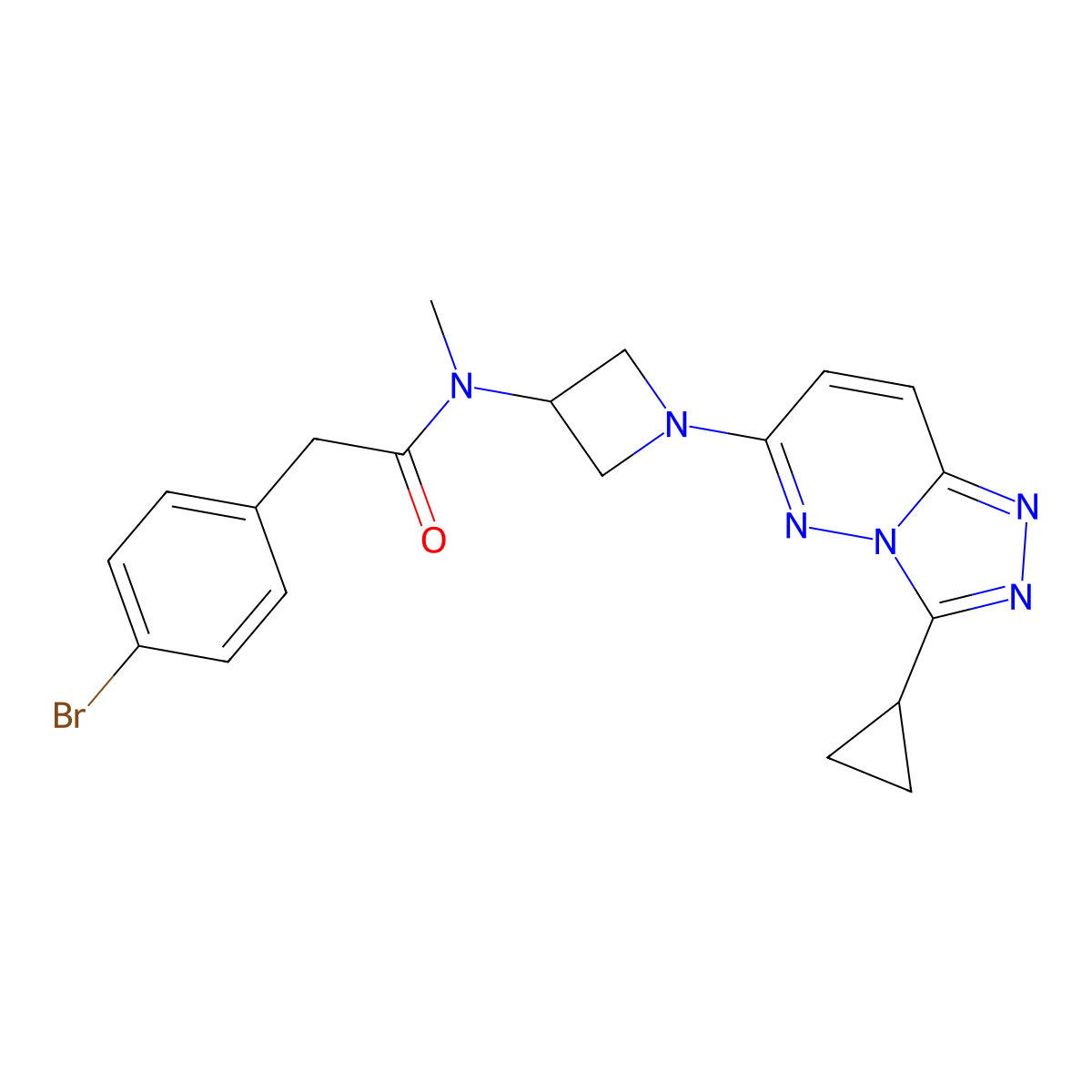 2-(4-bromophenyl)-N-(1-{3-cyclopropyl-[1,2,4]triazolo[4,3-b]pyridazin-6-yl}azetidin-3-yl)-N-methylacetamide molecular structure, CAS 2309311-07-5