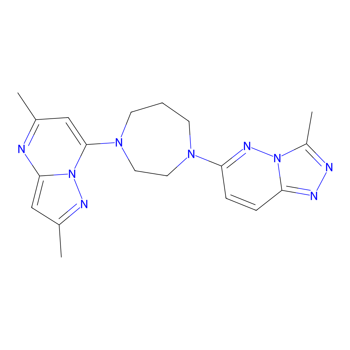 1-{2,5-Dimethylpyrazolo[1,5-a]pyrimidin-7-yl}-4-{3-methyl-[1,2,4]triazolo[4,3-b]pyridazin-6-yl}-1,4-diazepane molecular structure, CAS 2309311-16-6