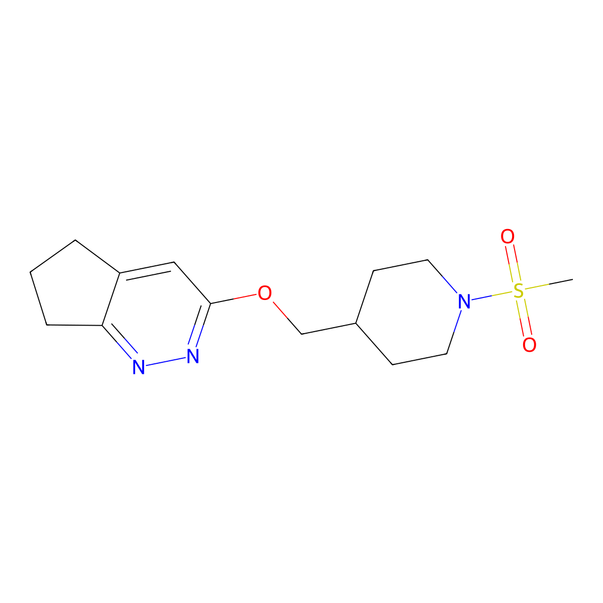 4-({5H,6H,7H-cyclopenta[c]pyridazin-3-yloxy}methyl)-1-methanesulfonylpiperidine molecular structure, CAS 2309311-21-3