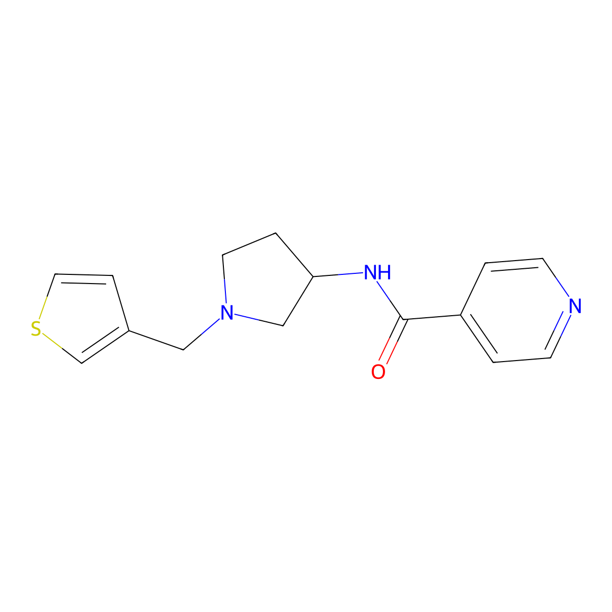 N-(1-(thiophen-3-ylmethyl)pyrrolidin-3-yl)isonicotinamide molecular structure, CAS 2309311-27-9
