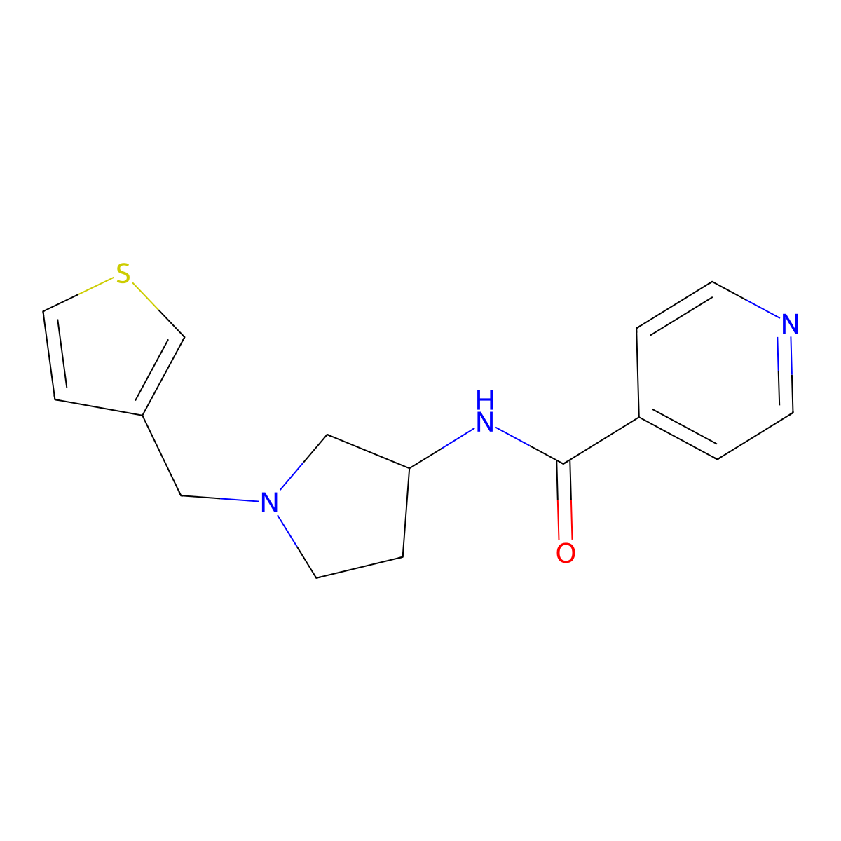 N-(1-(thiophen-3-ylmethyl)pyrrolidin-3-yl)isonicotinamide molecular structure, CAS 2309311-27-9
