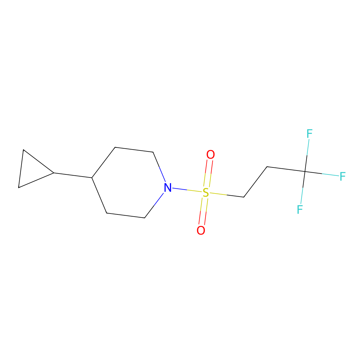 4-Cyclopropyl-1-(3,3,3-trifluoropropanesulfonyl)piperidine molecular structure, CAS 2309311-40-6