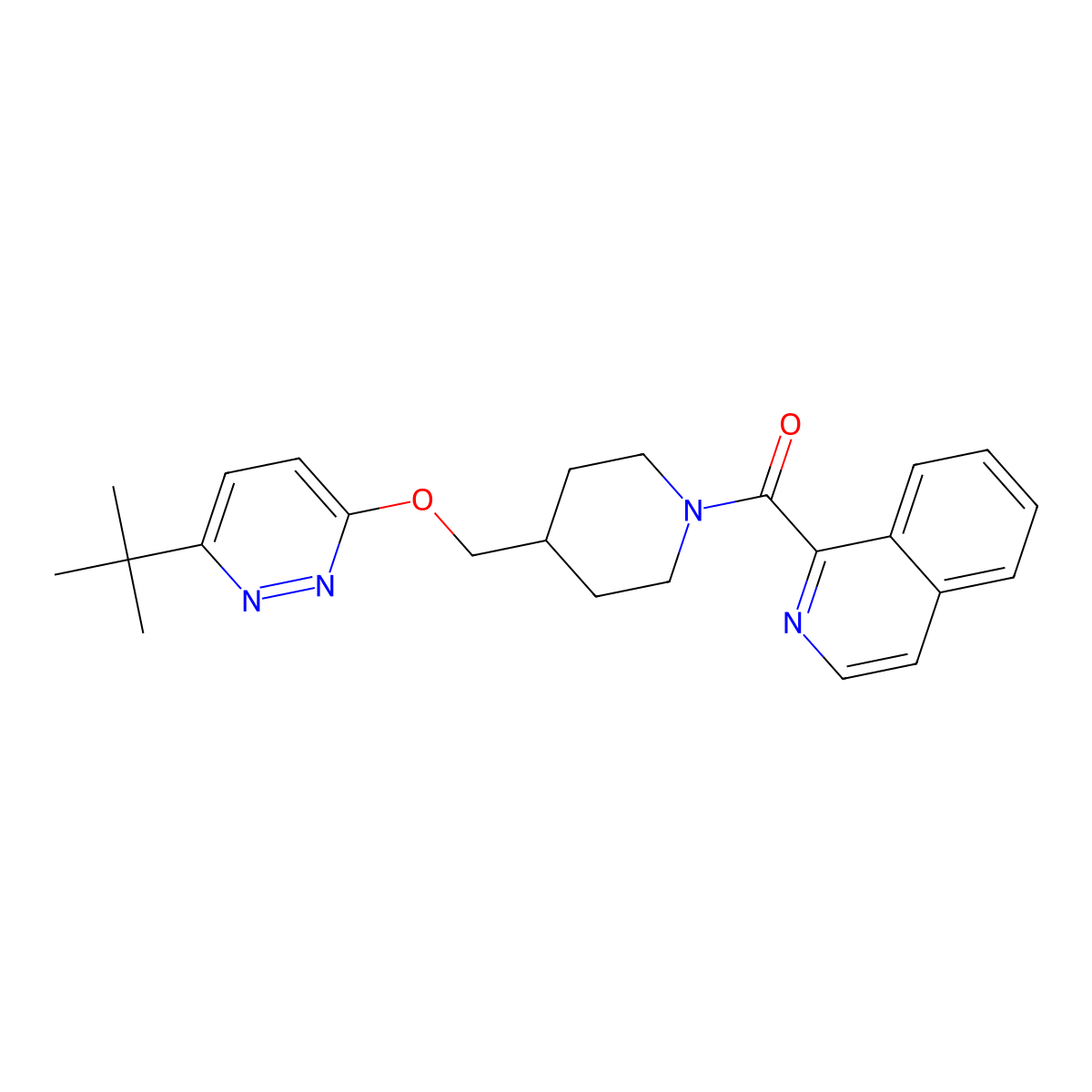 1-(4-{[(6-Tert-butylpyridazin-3-yl)oxy]methyl}piperidine-1-carbonyl)isoquinoline molecular structure, CAS 2309312-52-3