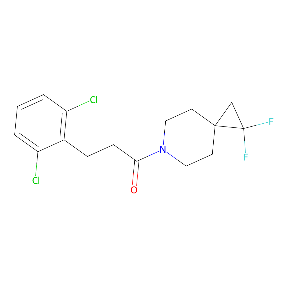3-(2,6-Dichlorophenyl)-1-(1,1-difluoro-6-azaspiro[2.5]octan-6-yl)propan-1-one molecular structure, CAS 2309312-59-0