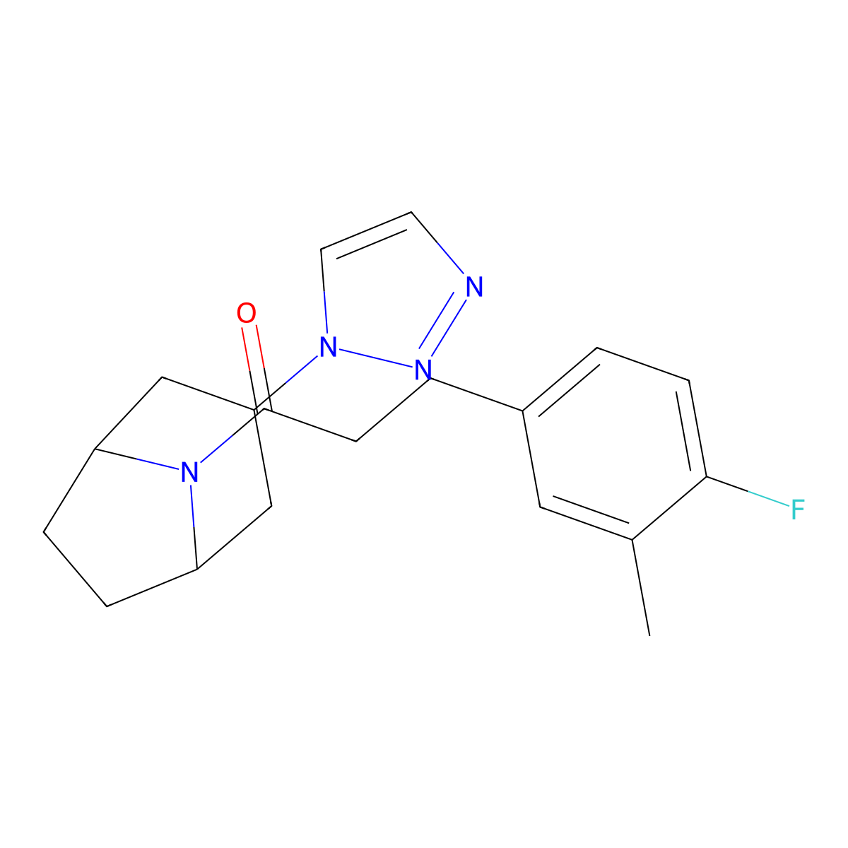 1-((1R,5S)-3-(1H-1,2,3-triazol-1-yl)-8-azabicyclo[3.2.1]octan-8-yl)-3-(4-fluoro-3-methylphenyl)propan-1-one molecular structure, CAS 2309312-78-3