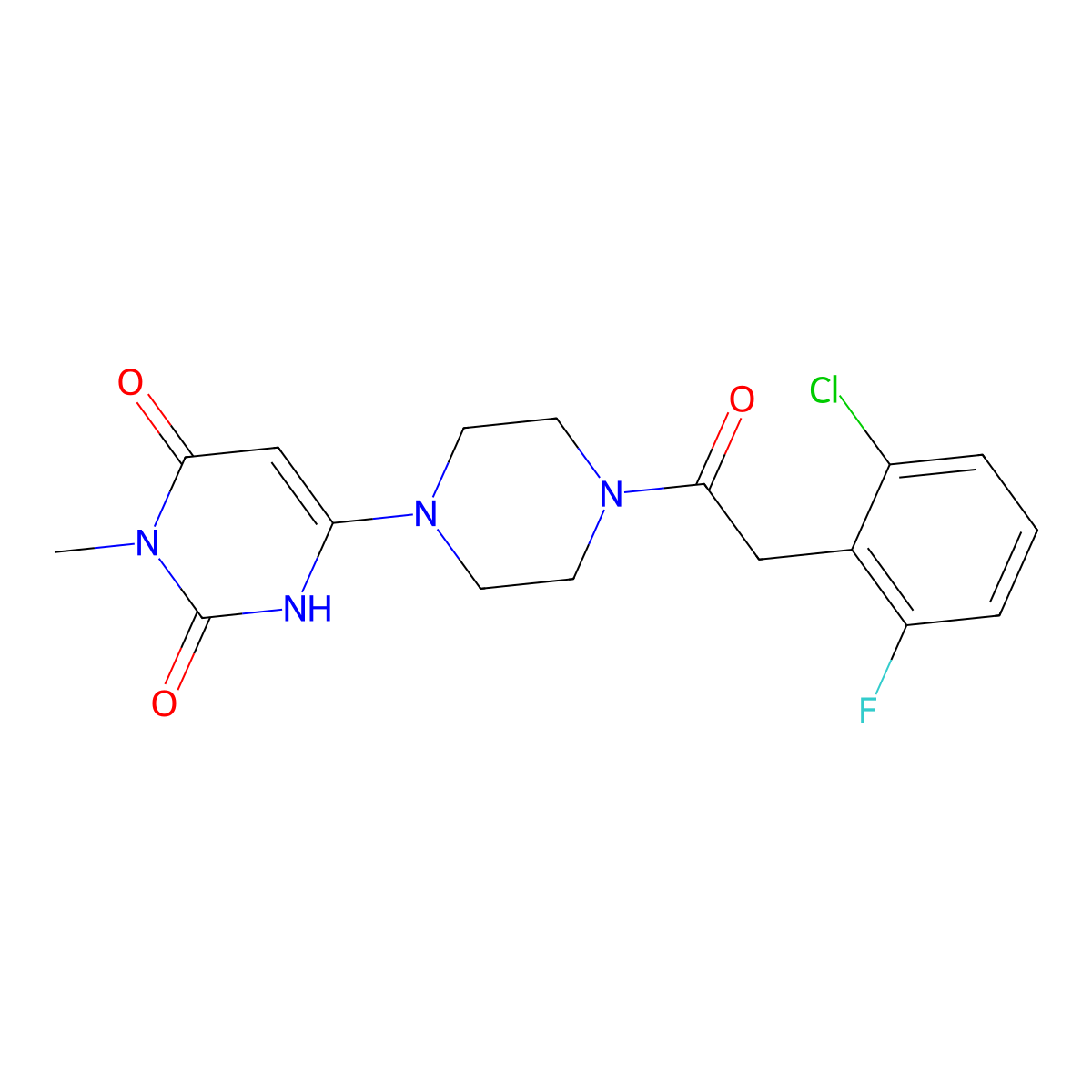 6-(4-(2-(2-chloro-6-fluorophenyl)acetyl)piperazin-1-yl)-3-methylpyrimidine-2,4(1H,3H)-dione molecular structure, CAS 2309312-88-5
