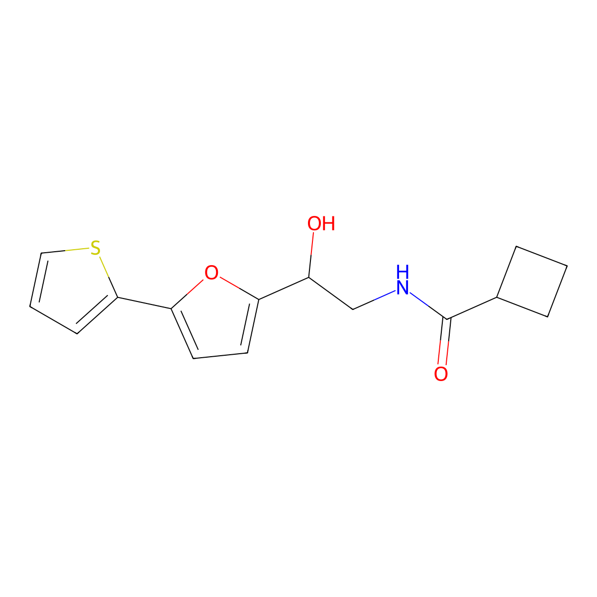 N-{2-hydroxy-2-[5-(thiophen-2-yl)furan-2-yl]ethyl}cyclobutanecarboxamide molecular structure, CAS 2309312-98-7