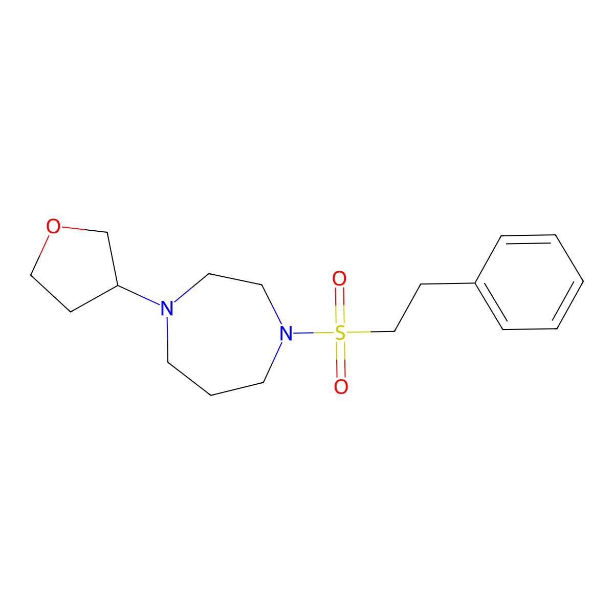 1-(Oxolan-3-yl)-4-(2-phenylethanesulfonyl)-1,4-diazepane molecular structure, CAS 2309313-04-8