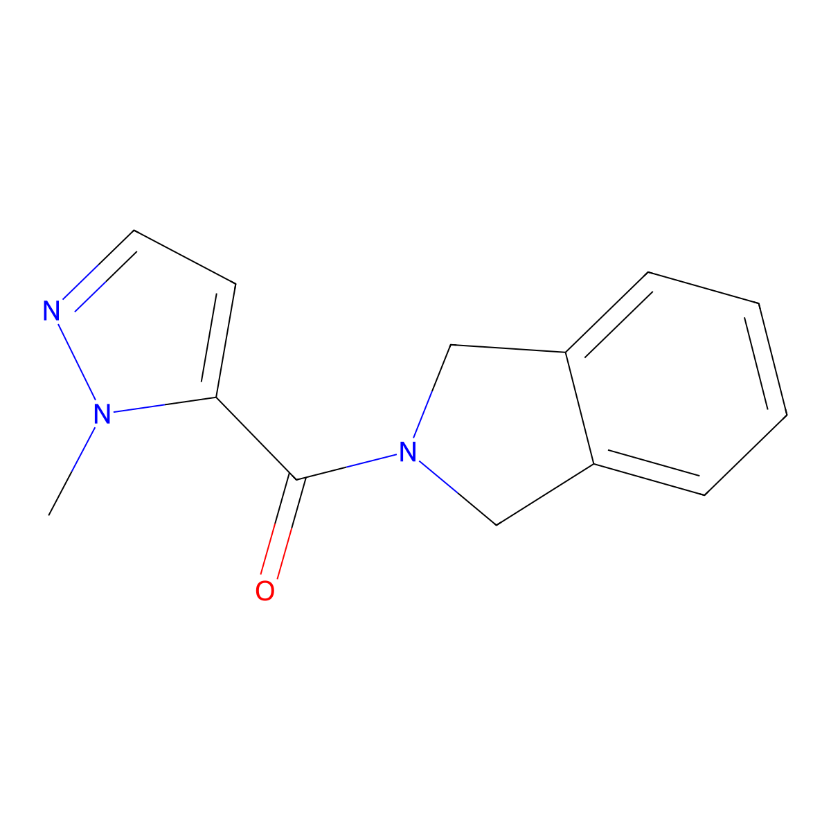 2-(1-methyl-1H-pyrazole-5-carbonyl)-2,3-dihydro-1H-isoindole molecular structure, CAS 2309313-11-7