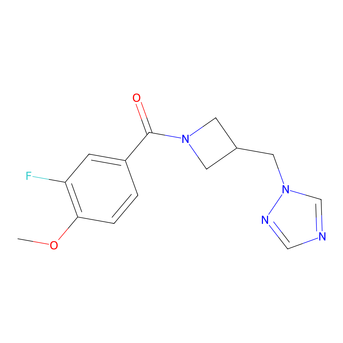 1-{[1-(3-fluoro-4-methoxybenzoyl)azetidin-3-yl]methyl}-1H-1,2,4-triazole molecular structure, CAS 2309313-51-5