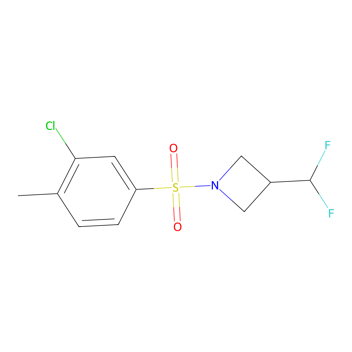 1-(3-Chloro-4-methylbenzenesulfonyl)-3-(difluoromethyl)azetidine molecular structure, CAS 2309313-61-7