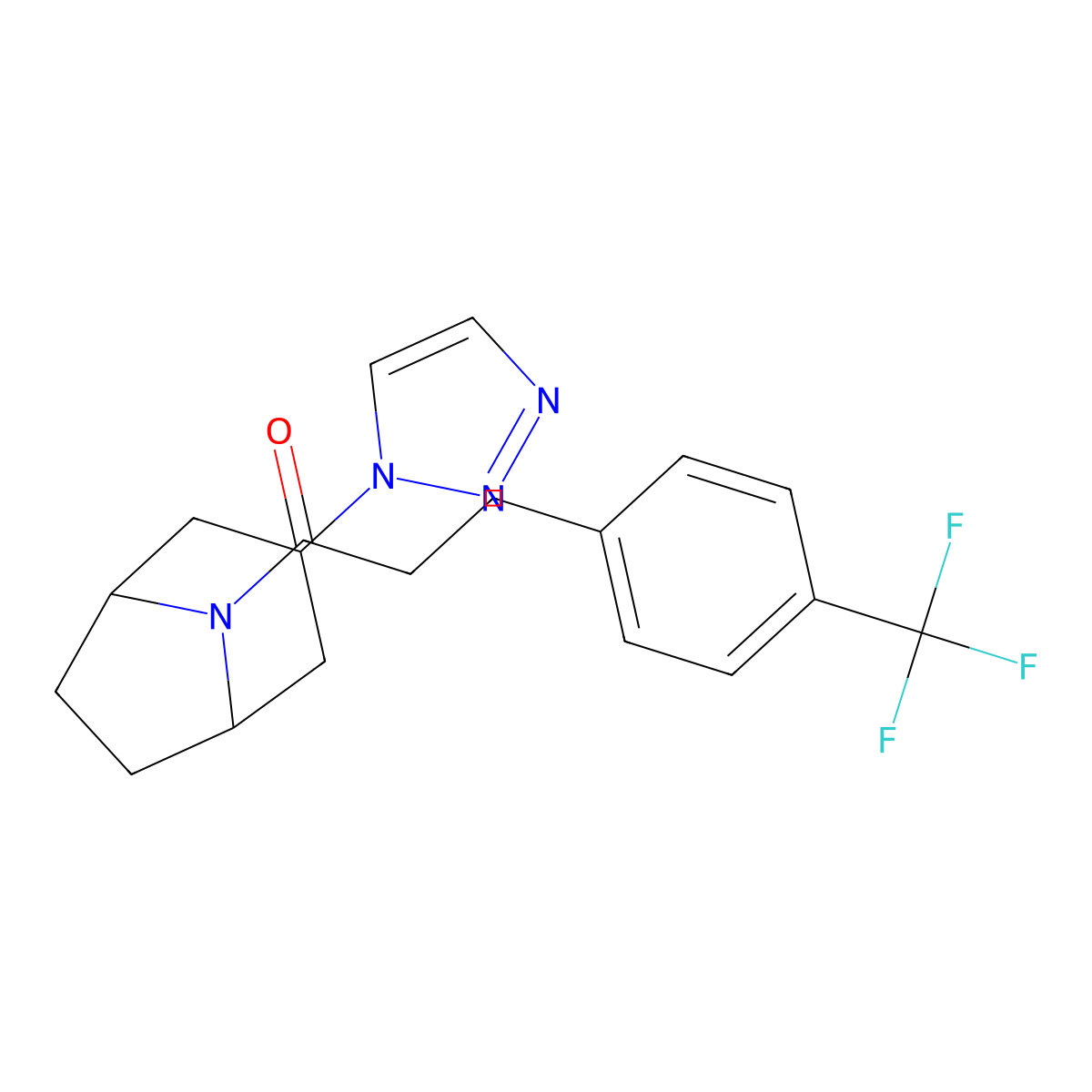 1-[3-(1H-1,2,3-triazol-1-yl)-8-azabicyclo[3.2.1]octan-8-yl]-3-[4-(trifluoromethyl)phenyl]propan-1-one molecular structure, CAS 2309313-67-3
