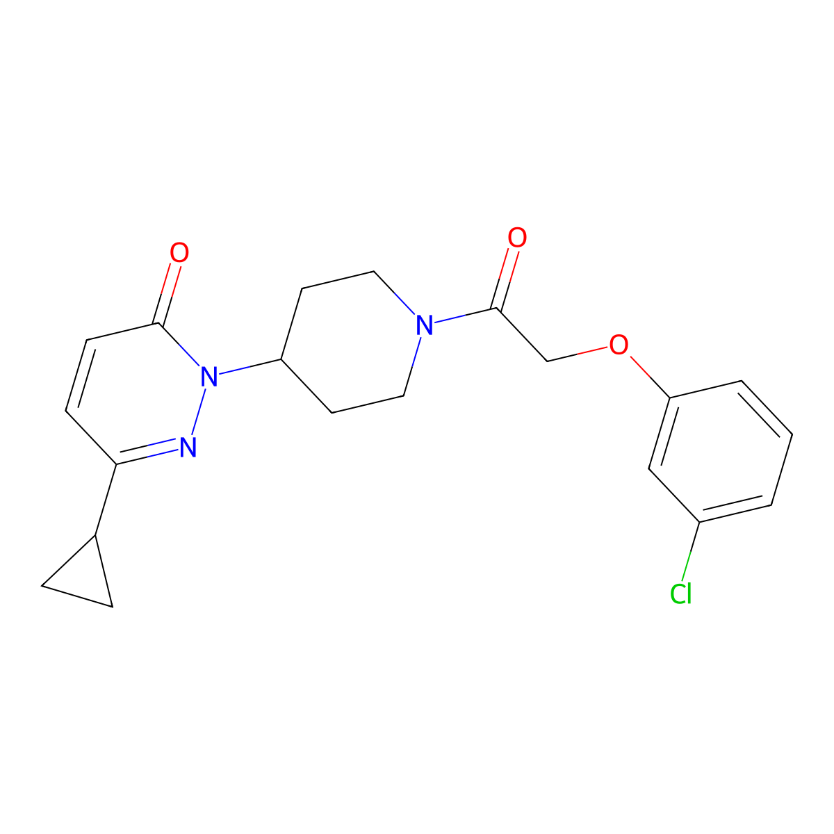 2-{1-[2-(3-Chlorophenoxy)acetyl]piperidin-4-yl}-6-cyclopropyl-2,3-dihydropyridazin-3-one molecular structure, CAS 2309314-11-0