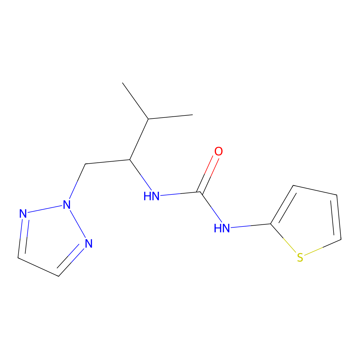 1-[3-methyl-1-(2H-1,2,3-triazol-2-yl)butan-2-yl]-3-(thiophen-2-yl)urea molecular structure, CAS 2309314-17-6