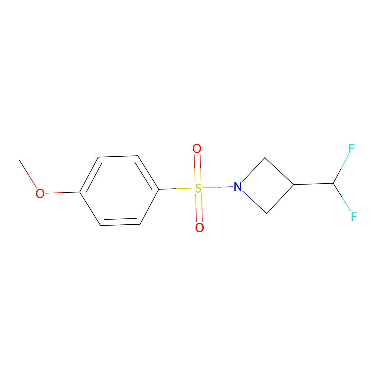 3-(Difluoromethyl)-1-(4-methoxybenzenesulfonyl)azetidine molecular structure, CAS 2309314-29-0