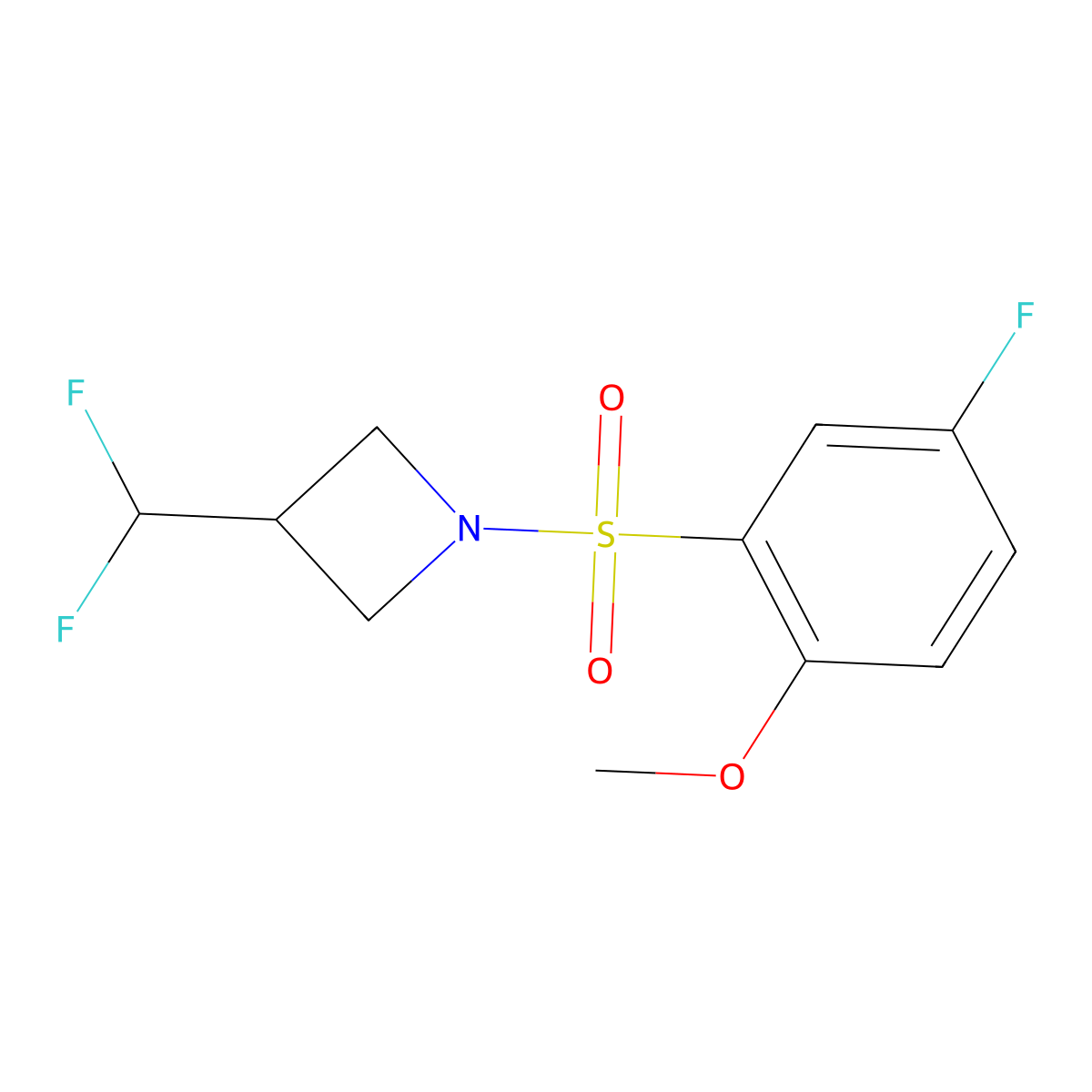 3-(Difluoromethyl)-1-(5-fluoro-2-methoxybenzenesulfonyl)azetidine molecular structure, CAS 2309314-66-5