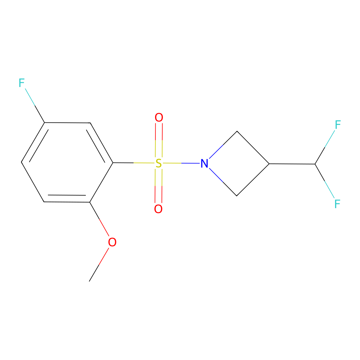 3-(Difluoromethyl)-1-(5-fluoro-2-methoxybenzenesulfonyl)azetidine molecular structure, CAS 2309314-66-5