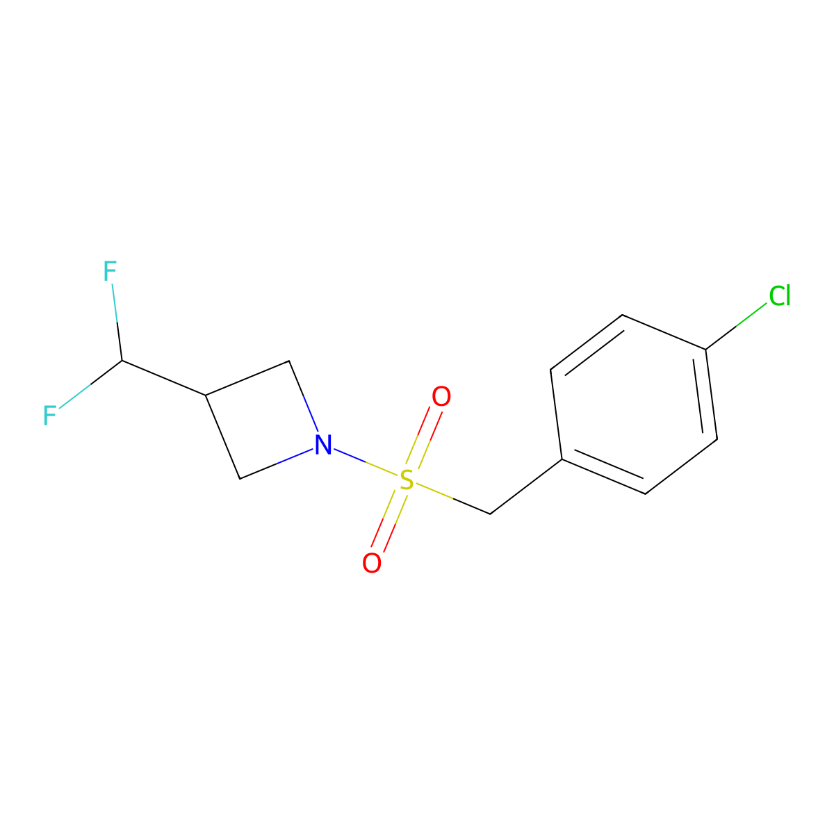 1-((4-Chlorobenzyl)sulfonyl)-3-(difluoromethyl)azetidine molecular structure, CAS 2309314-75-6