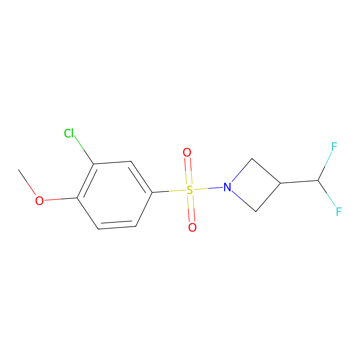 1-((3-Chloro-4-methoxyphenyl)sulfonyl)-3-(difluoromethyl)azetidine molecular structure, CAS 2309314-82-5