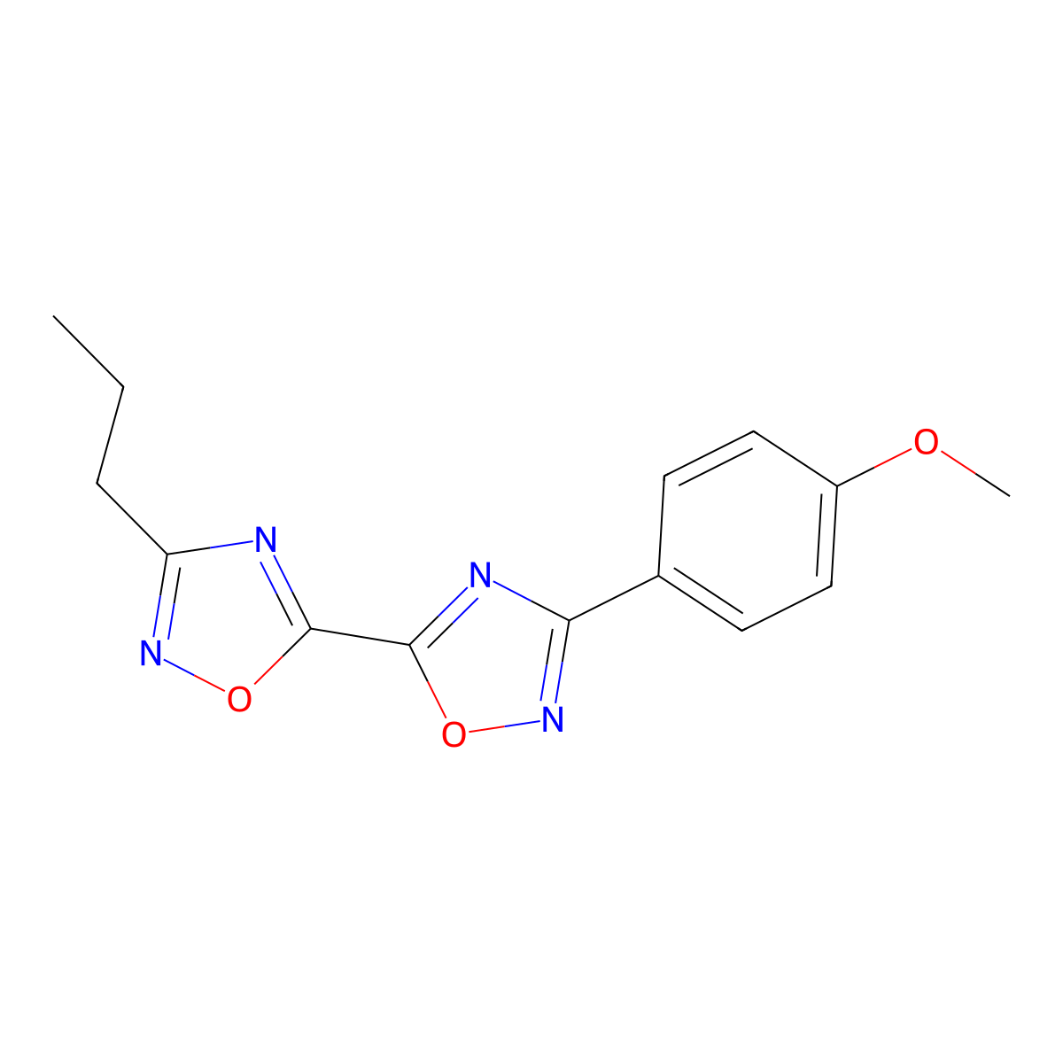 3-(4-Methoxyphenyl)-5-(3-propyl-1,2,4-oxadiazol-5-yl)-1,2,4-oxadiazole molecular structure, CAS 2309337-43-5