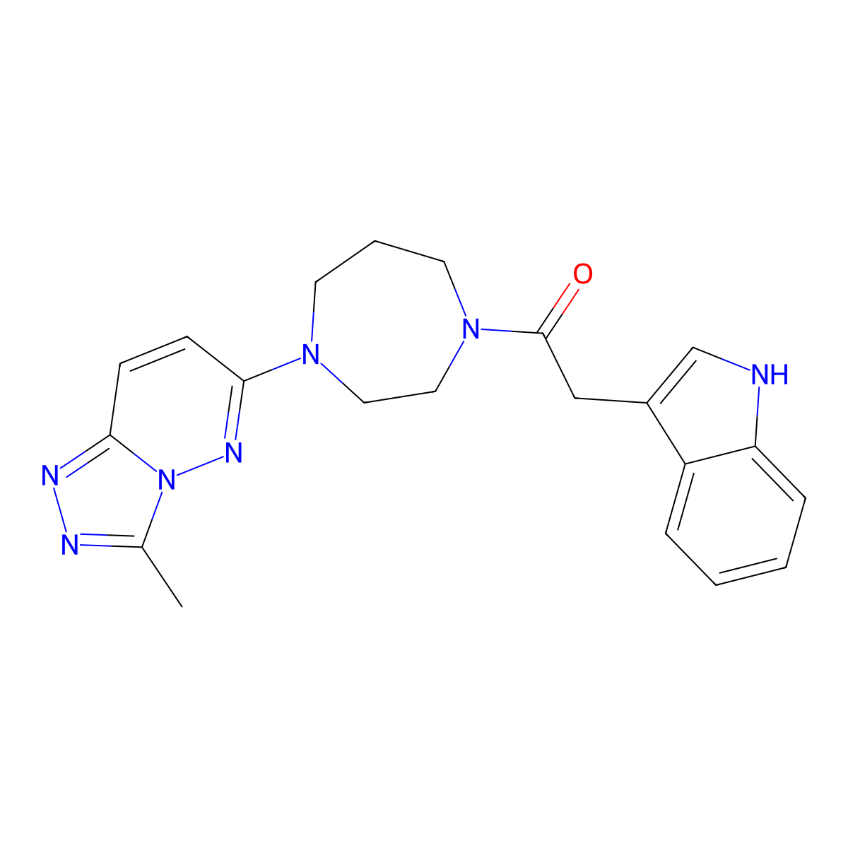2-(1H-indol-3-yl)-1-(4-{3-methyl-[1,2,4]triazolo[4,3-b]pyridazin-6-yl}-1,4-diazepan-1-yl)ethan-1-one molecular structure, CAS 2309340-61-0