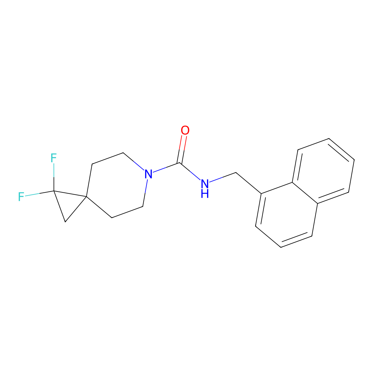 1,1-difluoro-N-[(naphthalen-1-yl)methyl]-6-azaspiro[2.5]octane-6-carboxamide molecular structure, CAS 2309340-70-1