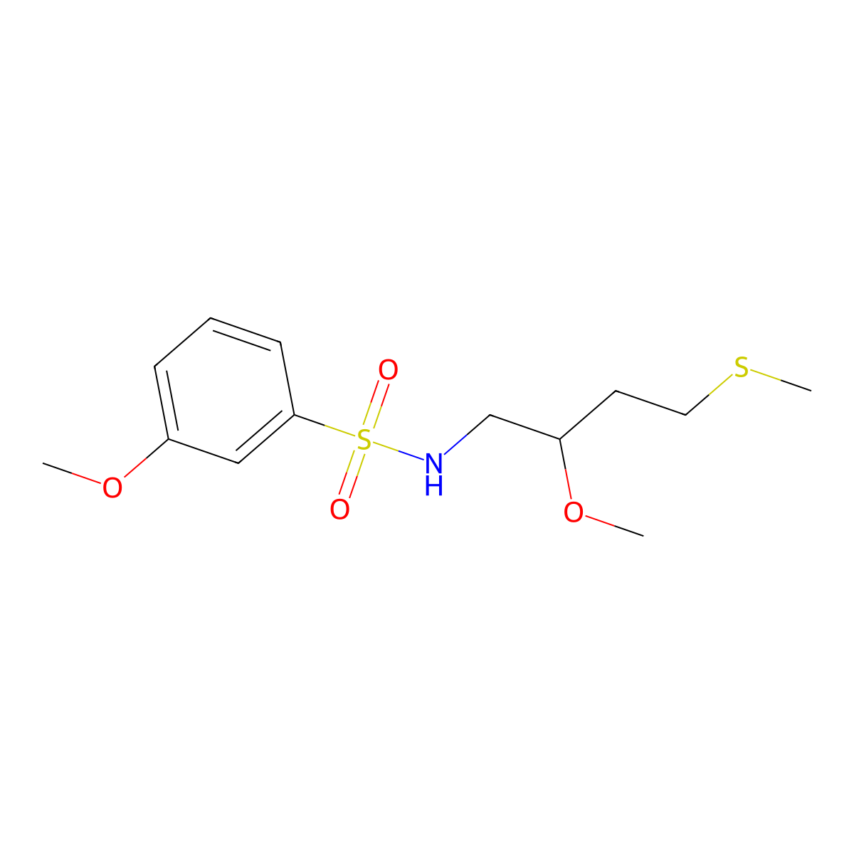 3-methoxy-N-[2-methoxy-4-(methylsulfanyl)butyl]benzene-1-sulfonamide molecular structure, CAS 2309341-80-6