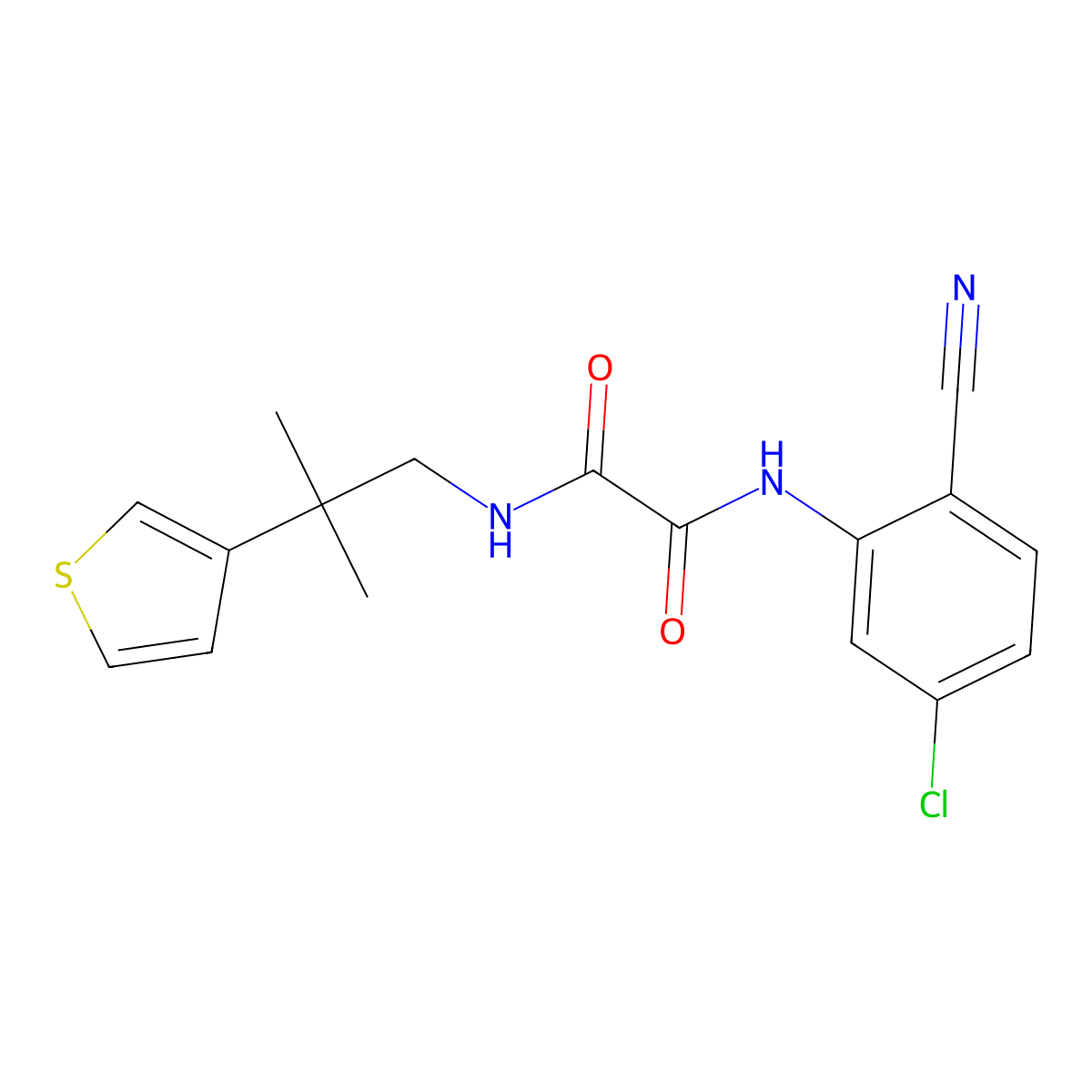 N'-(5-chloro-2-cyanophenyl)-N-[2-methyl-2-(thiophen-3-yl)propyl]ethanediamide molecular structure, CAS 2309341-97-5