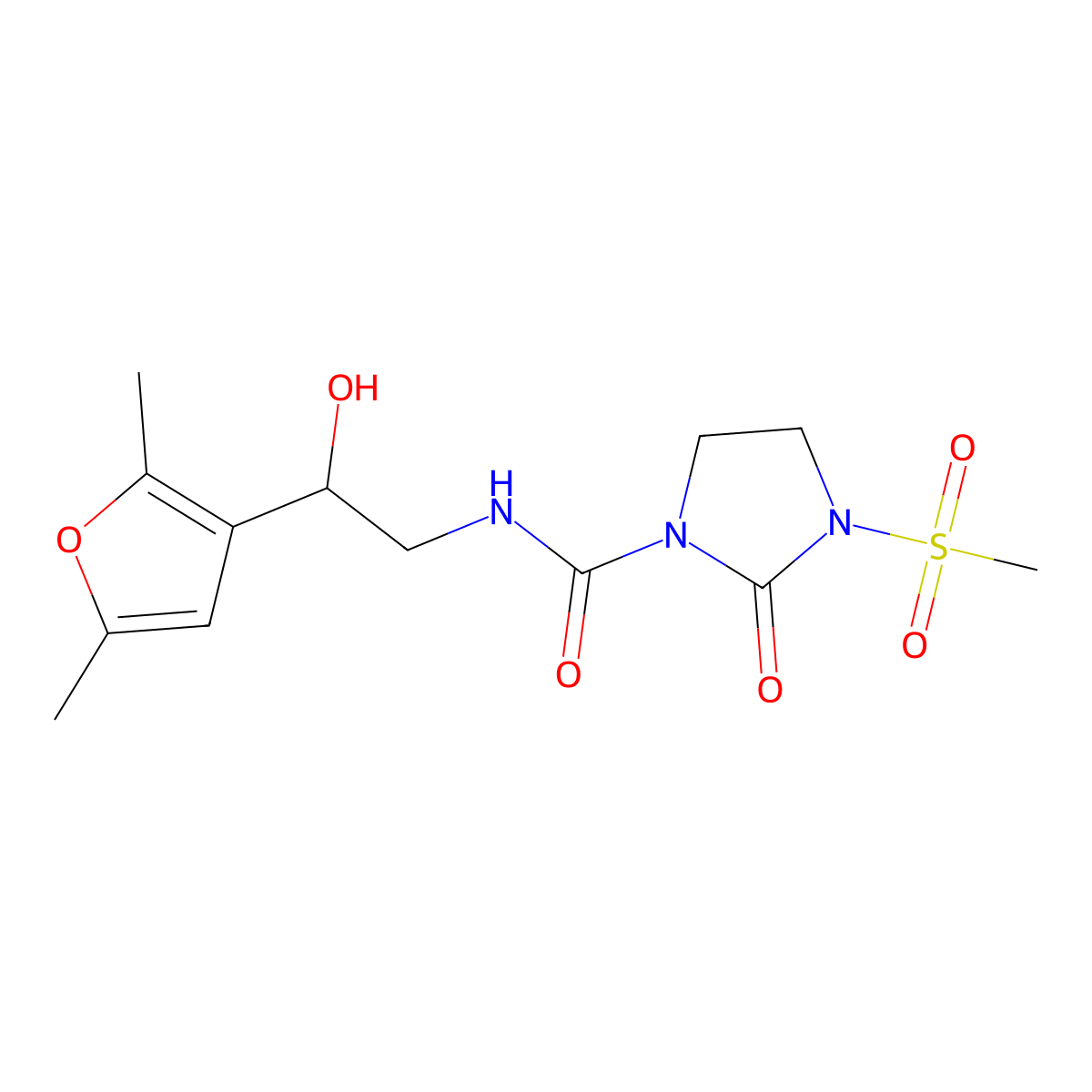 N-[2-(2,5-dimethylfuran-3-yl)-2-hydroxyethyl]-3-methanesulfonyl-2-oxoimidazolidine-1-carboxamide molecular structure, CAS 2309342-01-4