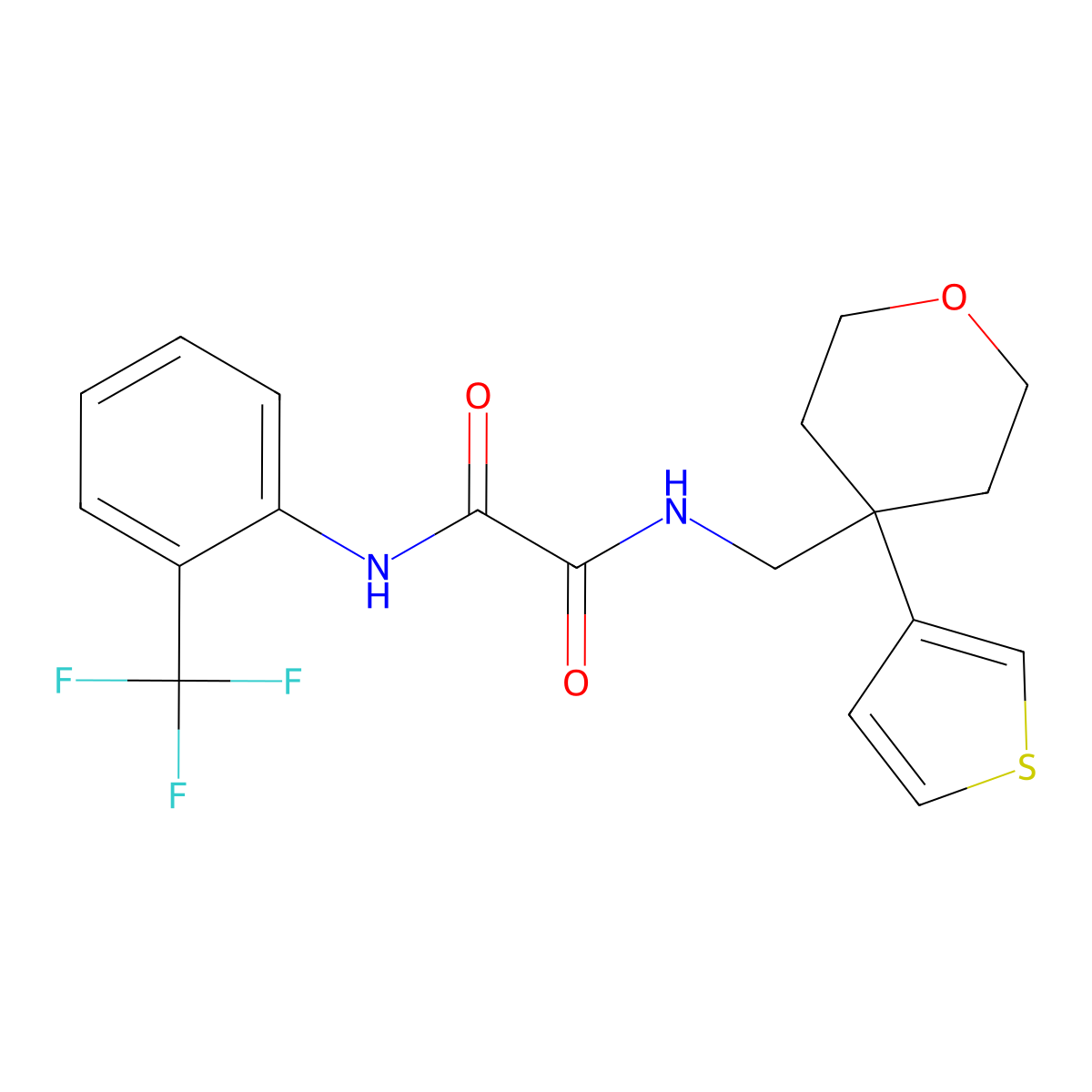 N'-{[4-(thiophen-3-yl)oxan-4-yl]methyl}-N-[2-(trifluoromethyl)phenyl]ethanediamide molecular structure, CAS 2309342-02-5