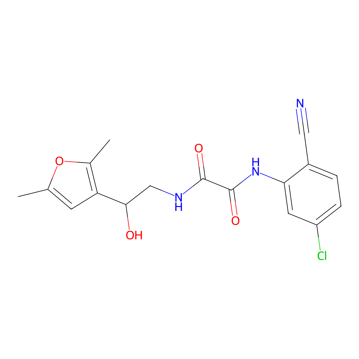 N1-(5-chloro-2-cyanophenyl)-N2-(2-(2,5-dimethylfuran-3-yl)-2-hydroxyethyl)oxalamide molecular structure, CAS 2309342-11-6