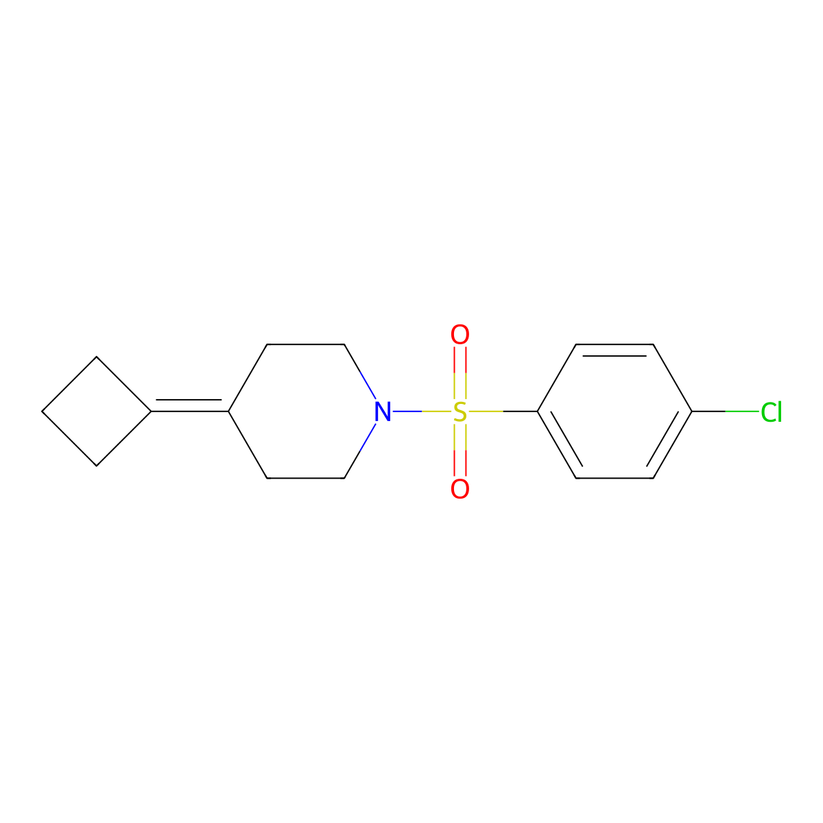 1-(4-Chlorobenzenesulfonyl)-4-cyclobutylidenepiperidine molecular structure, CAS 2309342-16-1