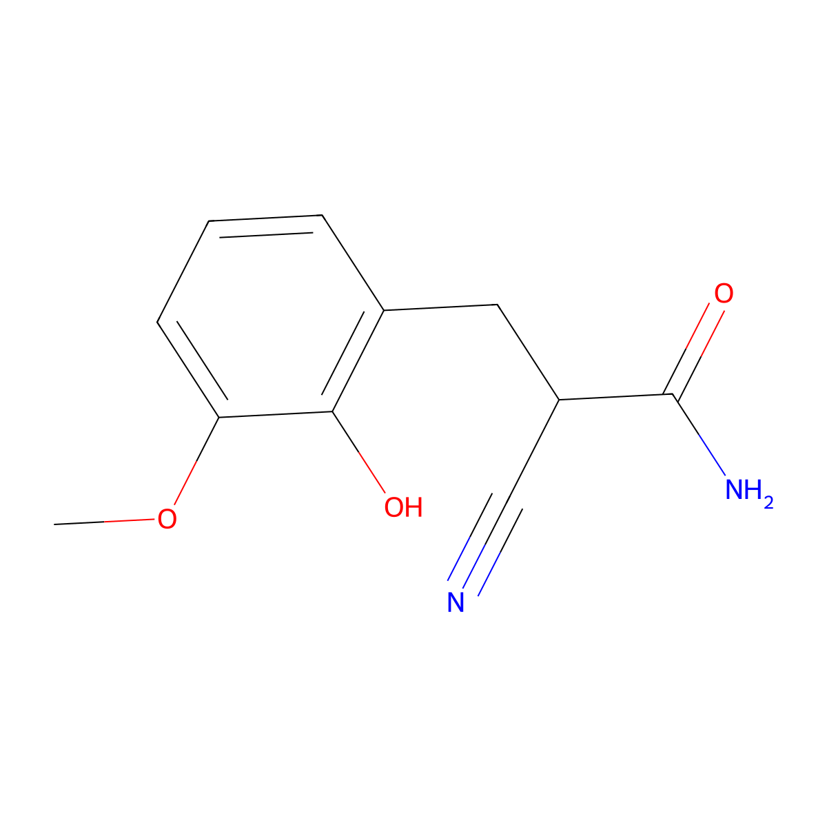 2-Cyano-3-(2-hydroxy-3-methoxyphenyl)propanamide molecular structure, CAS 2309342-32-1
