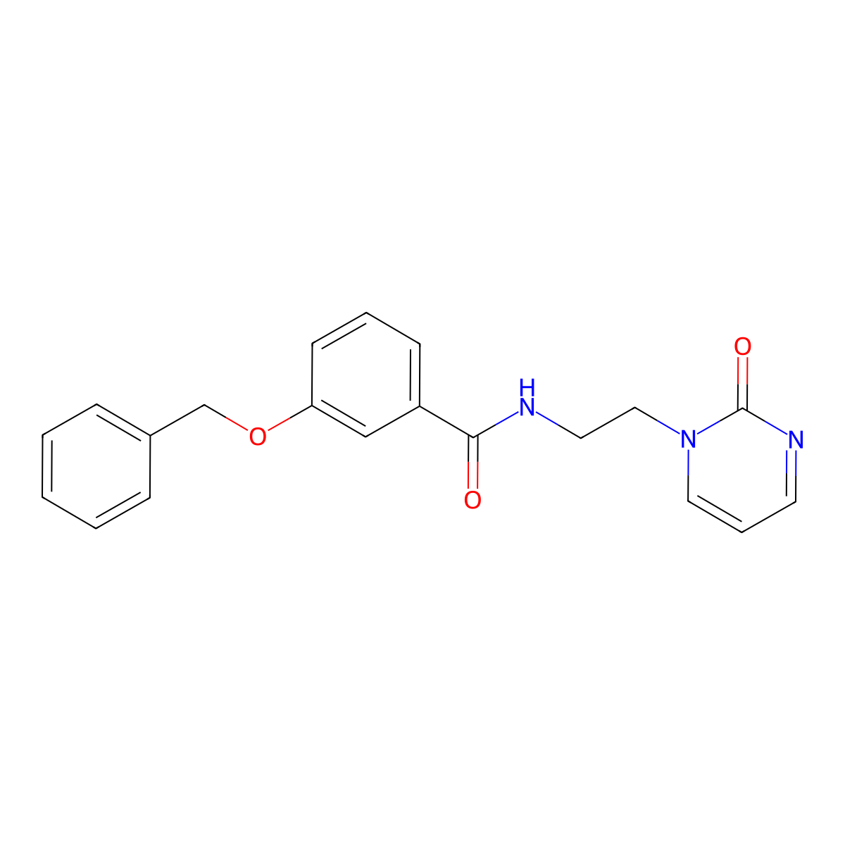 3-(benzyloxy)-N-[2-(2-oxo-1,2-dihydropyrimidin-1-yl)ethyl]benzamide molecular structure, CAS 2309342-60-5