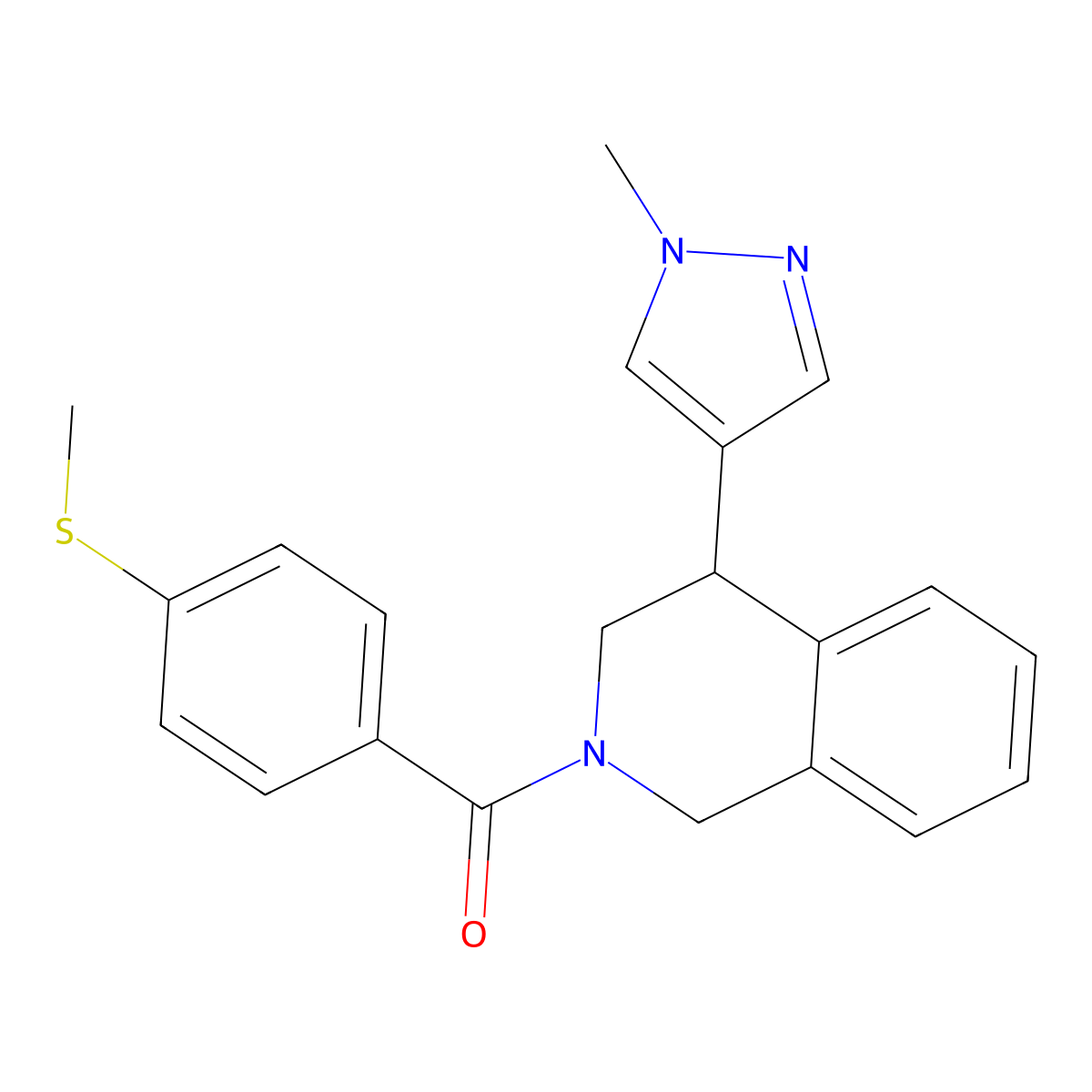 (4-(1-methyl-1H-pyrazol-4-yl)-3,4-dihydroisoquinolin-2(1H)-yl)(4-(methylthio)phenyl)methanone molecular structure, CAS 2309342-79-6