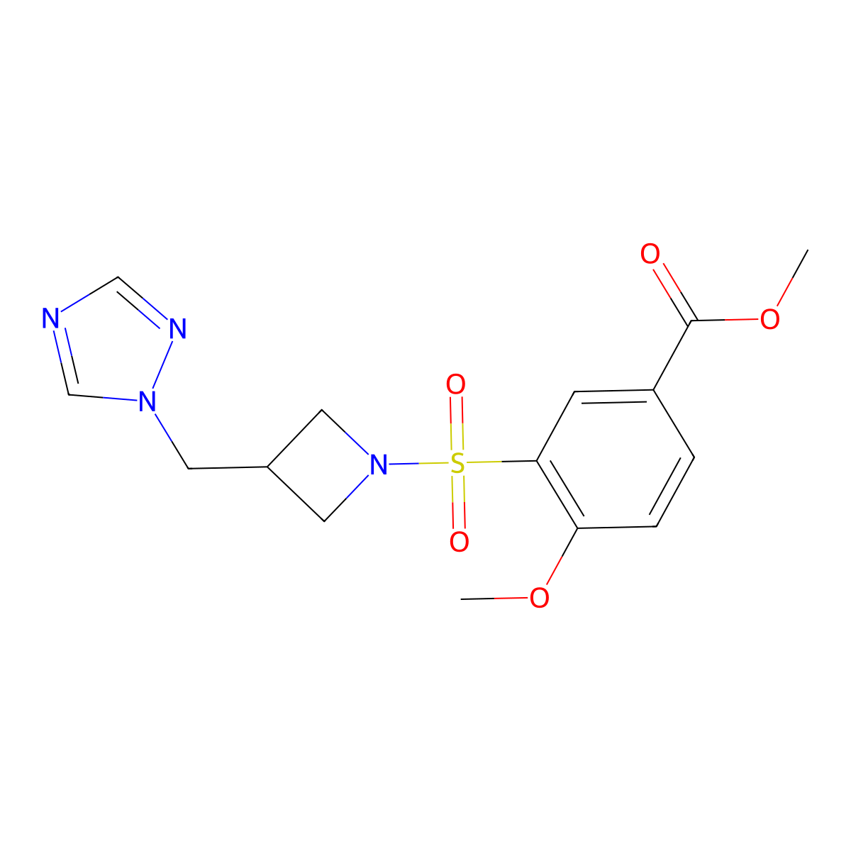 methyl 3-((3-((1H-1,2,4-triazol-1-yl)methyl)azetidin-1-yl)sulfonyl)-4-methoxybenzoate molecular structure, CAS 2309342-86-5