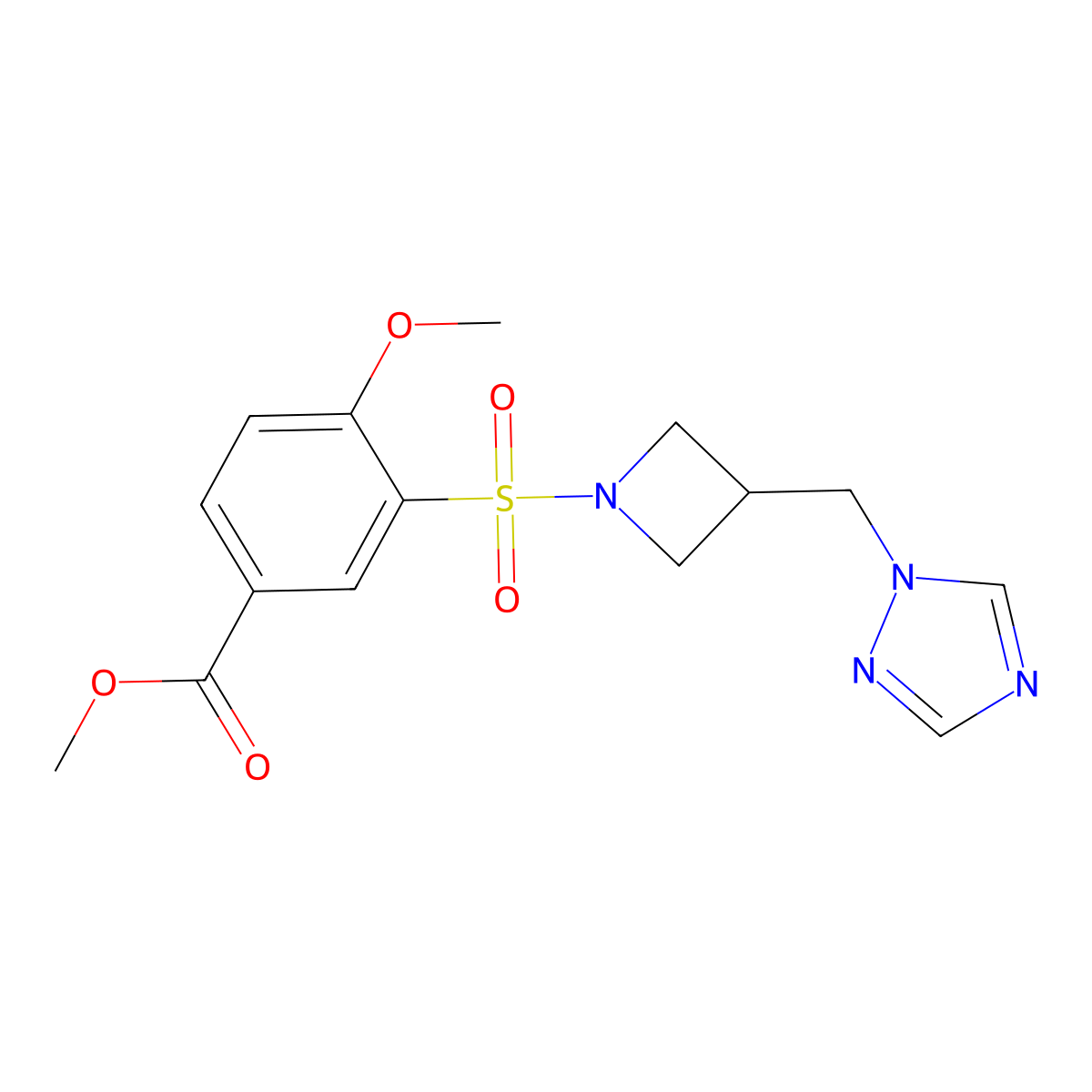 methyl 3-((3-((1H-1,2,4-triazol-1-yl)methyl)azetidin-1-yl)sulfonyl)-4-methoxybenzoate molecular structure, CAS 2309342-86-5